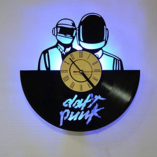 LittleNUM Disco de Vinilo Reloj de Pared LED Reloj de Pared Creativo de Daft Punk Band Vinilo Decorativo Reloj de Pared de Regalos para los Amigos como Usted,Battery Box