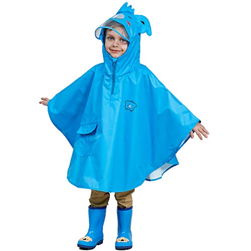 LIVACASA Capucha Lluvia para Niños Bebes Ligero Respirable Dibujo Animados Portatíl EstéreoSimple contra Lluvia al Aire Libre Viaje Vacaciones 4 Colores para elegi Azul