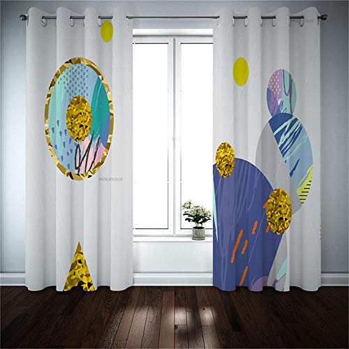 LLKKCX 2 Piezas de Cortinas Opacas Resistente al Calor y La Luz Reducción de Ruido Blanco Cortinas Opacas-3D Ronda de Diamantes impresión,para Salón Dormitorio/Oficina,2x85x200cm(Ancho x Alto)