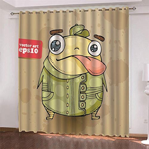 LLKKCX 3D Cortina Opaca Reducción de Ruido Muñeca de Dibujos Animados Cortinas Salón Opacas Aislantes Térmicas con Ojales para Dormitorio Moderno Sala de Estar Ventana Habitación,2 Unidad,170x200cm