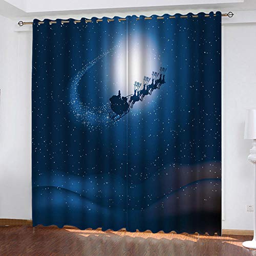 LLKKCX 3D Cortina Opaca Reducción de ruidoPatrón de Alce Cortinas Salón Opacas Aislantes Térmicas con Ojales para Dormitorio Moderno Sala de Estar Ventana Habitación,2 Unidad,170x200cm