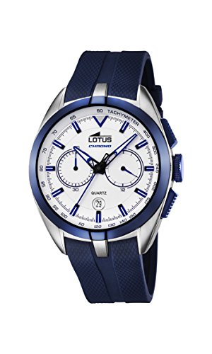 Lotus 1818189/1 - Reloj para Hombre, Cuarzo, cronógrafo, cronógrafo, Correa de Caucho Azul