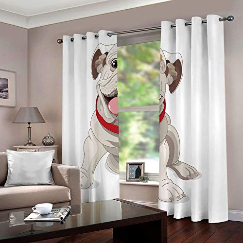 LOVEXOO Blackout CurtainPerro Animal Cortinas Opacas Aislamiento Térmico con Aislamiento Cortina para Dormitoriocon Ojales,2 Paneles 117x138cm(An x Al)