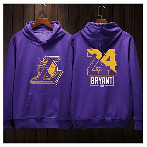 Mamba Negra para Siempre!Kobe 24# Serie Los Angeles Sudadera con Capucha de Baloncesto Transpirable para Hombre Púrpura-LQY-C1389 (Color : Púrpura, Size : XXXL)