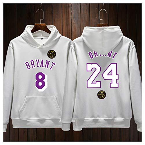 Mamba Negra para Siempre!Kobe 8# 24# Las Angeles Series White Men's Respirador de Baloncesto Sudadera con Capucha Kobe El Primer Aniversario Fan Commemorative Sweatshirt-Lqy-C1377