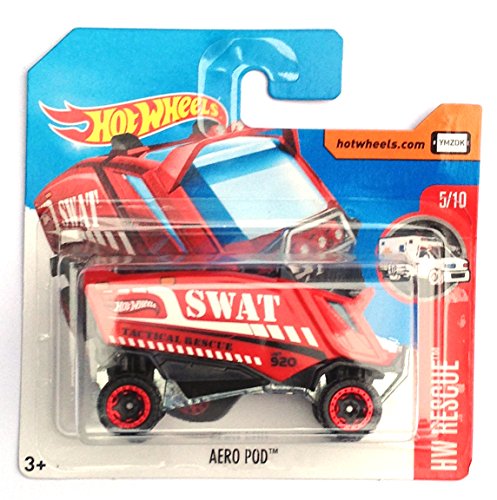 Mattel Hot Wheels – Surtido 1:64 – Low Card (DVB88 – Aero Pod rojo "Swat" (HW Rescue 5/10))