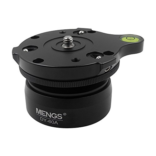 MENGS® DY-60A - Base niveladora Profesional para trípode de 3/8" y Tornillo de cámara de 1/4" con inclinación de Aluminio Macizo de 15° para diámetro de Bola de 60 mm