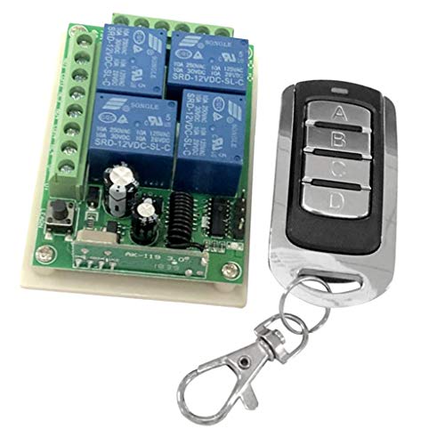 Milageto Interruptor Remoto De Motor De Puerta De Lámpara LED De Tipo Cruzado De 12V + 072 Metal De Cuatro Teclas 433 MHz