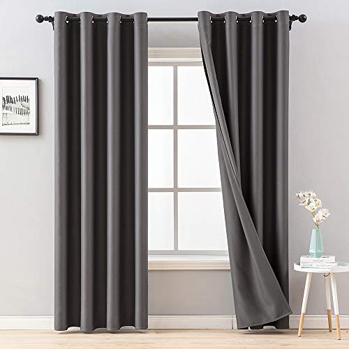 MIULEE 2 Piezas de Cortinas Opacas Resistente al Calor y La Luz para Salón Dormitorio Cortina Gruesa y Suave para Oficina Moderna Decorativa Reducción de Ruido Color Gris 117x228cm