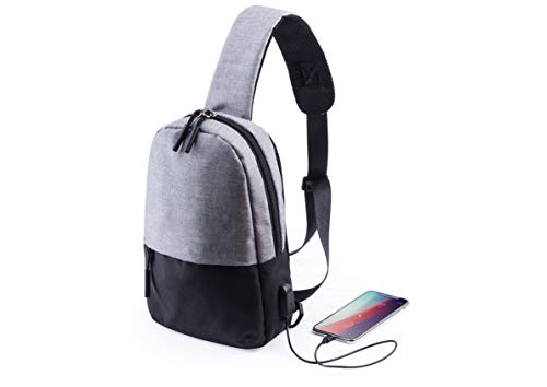 MKTOSASA - Bolso Bandolera Multiusos en Resistente Poliéster 300D. Puerto de Carga USB, Bolsillo Acolchado para Tablets, Espalda y Cinta Acolchadas y Cinta de Ajuste Regulable - 20x29x6.5