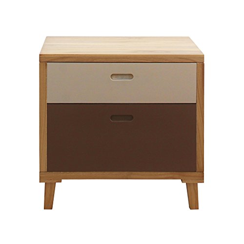 Mobili Rebecca® Mesa de Noche Velador 2 Cajones Madera Marrón Design Escandinavo Dormitorio Salón (Cod. RE6047)