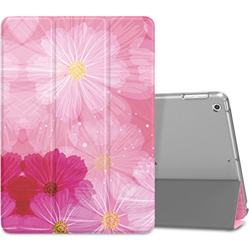 MoKo Funda para 2018/2017 iPad 9.7 6th/5th Generation - Ultra Slim Función de Soporte Protectora Plegable Smart Cover Trasera Transparente Durable - Coreopsis (Auto Sueño/Estela)