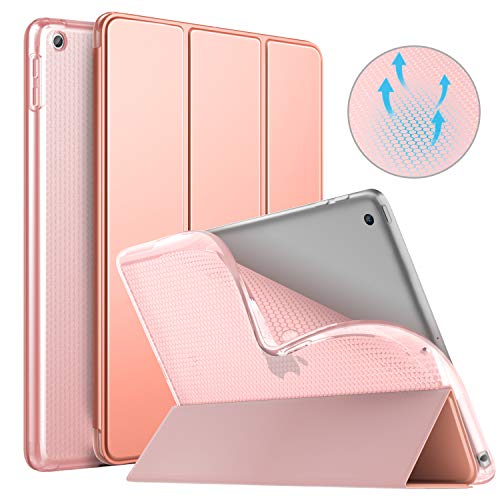 MoKo Funda para iPad 9.7 2018/2017, Protectora Soporte Slim Smart Case con Posterior Transparente TPU Suave con Auto Sueño/Estela para iPad 9.7 Inch (iPad 5, iPad 6) - Oro Rosa