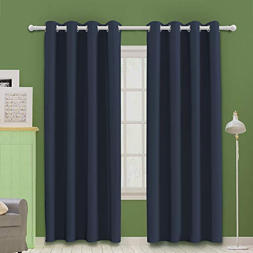 MOOORE Cortinas de Dormitorio Azul Marino - Cortinas Opacas Aislantes Térmicas para Decoración de Ventanas 2 Paneles, 117 x 228 cm, Azul Marino