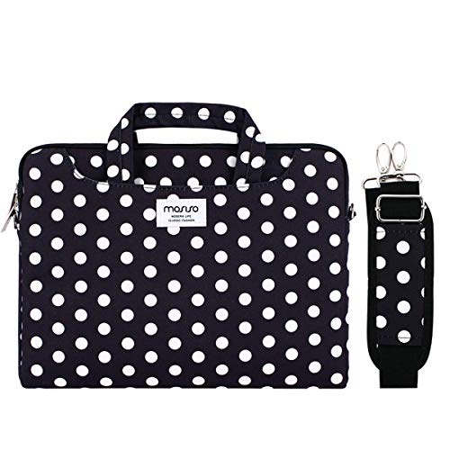 MOSISO Funda Protectora Compatible con 2019 MacBook Pro 16 A2141/15-15.6 MacBook Pro/Surface Acer ASUS de Portátil, Bolsa de Hombro Patrón Maletín Bandolera con Cinturón de Carro, Base Negro Puntos