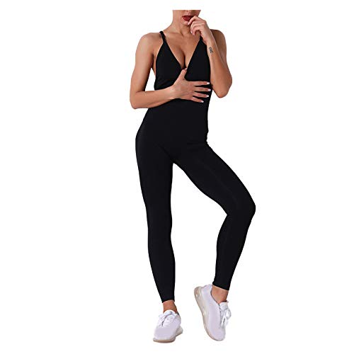 Mujer Yoga Traje Entrenamiento Mallas de Yoga,sin Mangas con Honda sin Costuras Mono,Sujetador Deportivo Elástico Ropa de Gimnasio,Leggings Push Up Elásticos Fitness Running Transpirable