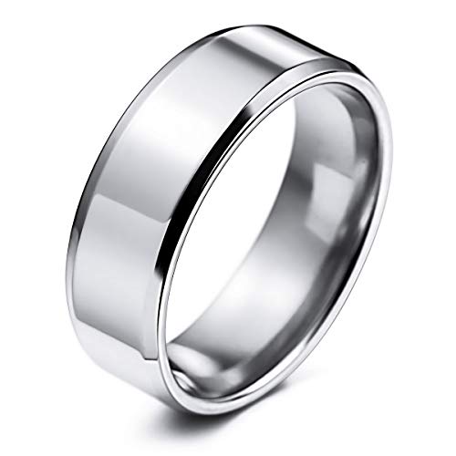 MunkiMix Hombres Boda Anillos Resistente Al Agua para Mujeres Muchachos Muchachas Acero Inoxidable Pulido Hombres Boda Bandas Promesa Anillo para Hombres 8mm Plata Color (Size 20)