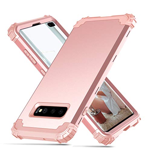 MUSESHOP Compatible Funda Samsung Galaxy S10 Plus, [3 en 1] Carcasa Ultrafina Delgado Flexible Suave PC+TPU+PC Case Cover Soltar / Proteger la Pantalla/Cámara del Teléfono Móvil - Oro rosa, oro rosa