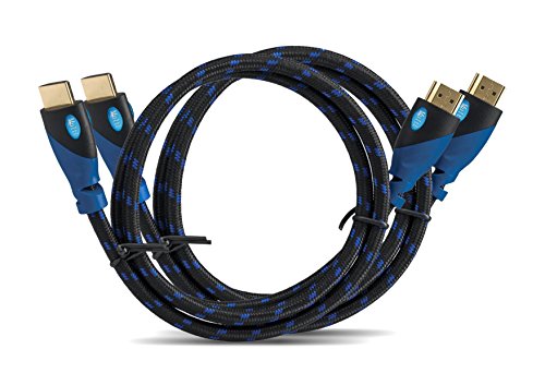 MutecPower Cable HDMI de alta velocidad con Ethernet 3M "2 Pack" 1.4a 2.0A - Compatible con 3D y canal de retorno de audio (ARC) - Full HD [última versión HDMI disponible] - 3 metros 2 pack Trenzada azul
