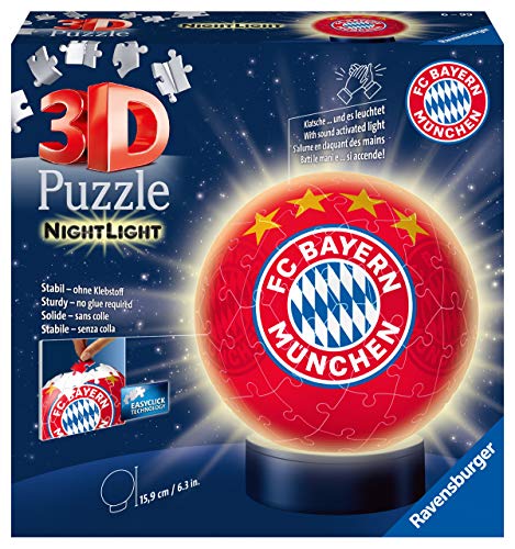 Nachtlicht FC Bayern München 3D Puzzle-Ball 72 Teile: Erlebe Puzzeln in der 3. Dimension!