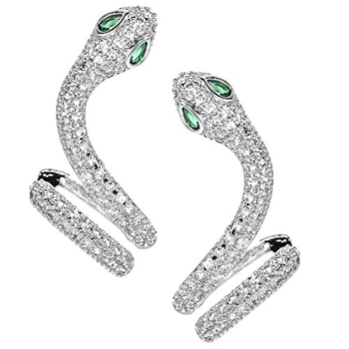 NEWMAN771Her Pendientes de Escalador de Brazalete de Serpiente, Pendientes Elegantes de Serpiente de Cristal para Mujer, Pendientes de Clip para Regalo