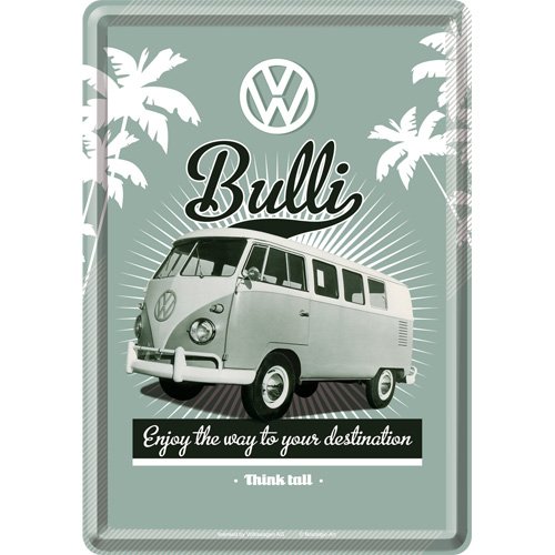 Nostalgic-Art 10210 Volkswagen VW Retro Bulli, Chapa Post Tarjeta, 10 x 14 cm