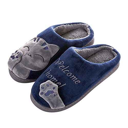 OHQ Zapatillas De Estar por Casa Mujer Invierno Dibujos Animados Gato Antideslizante CáLido Interior Dormitorio Zapatos De Piso