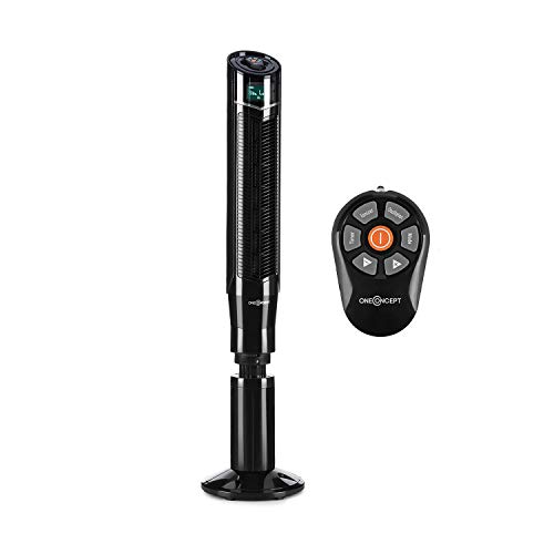 Oneconcept Northpeak – Ventilador de Columna, 44 W de Potencia, caudal de 3.780 m³/h, oscilación, Altura Regulable, programable, Mando a Distancia, 64 dB, 3 Modos de Funcionamiento, Negro Antracita