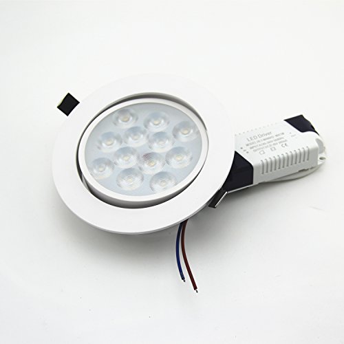 Pack de 2 Downlights LED redondos blancos LED de ahorro de energía para interiores (12 W, 3000 K)