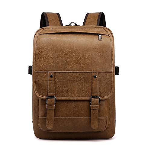 Panjianlin Hombres Mochila Bolso de los Hombres del Cuero Mochila Mochila Mochila Ciudad del Hombro del Estilo Sport Unisex de la Vendimia Duradero y cómodo (Color : Khaki, Size : 29cm x 10cm x 41cm)