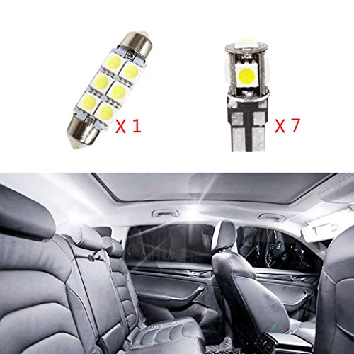 Para Evoque LED Bombilla Luz Interior de Coche Super brillante Luces lectura coche Dome Bombilla Canbus sin errores 12V Blanco 8 Piezas