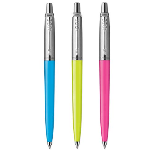 Parker Jotter Originals bolígrafos | Colección de Pop Art | lima, azul cielo y rosa cálido con detalles cromados | punta mediana | tinta azul | 3 unidades
