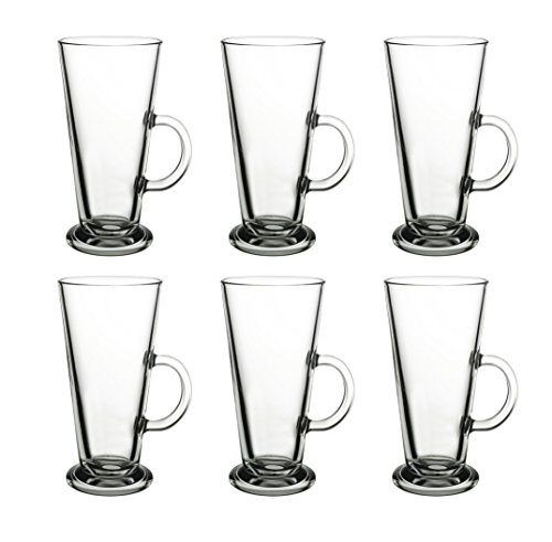 Pasabahce 55861 - Juego de 6 vasos de té con asa Columbian de 263 ml para té, latte macchiato, café irlandés, ponche, vino caliente, chocolate caliente