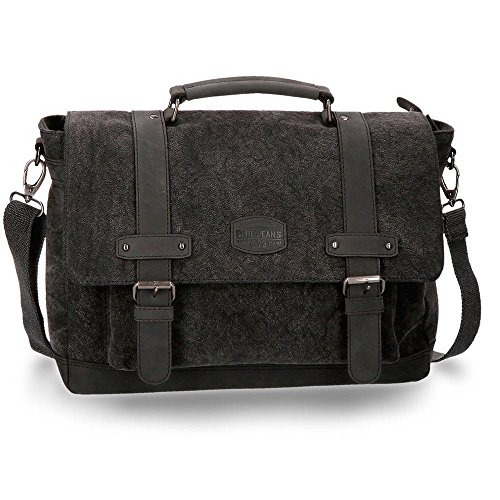 Pepe Jeans Horse Bandolera para Portátil 13,3" Negro 39x29x12 cms Lona