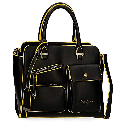 Pepe Jeans Zoe Bolso Negro 29x25x12 cms Piel Sintética