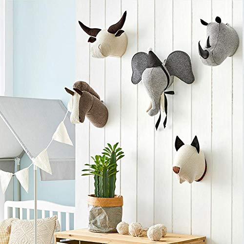 per Cabaza de Animales de Peluches Pared Decoraciones Pared Habitación Infantiles Muñecos de Peluche para NIños Bebés Colgadores Decrativos Casa Peluches de Elefantes Caballo Perro Rinoceronte Búfalo