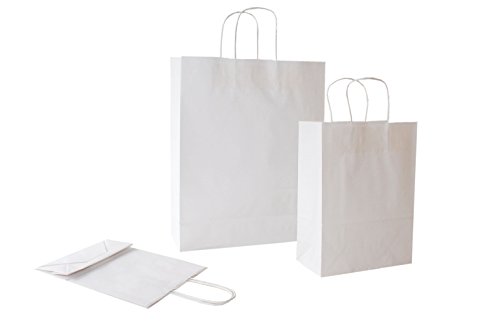 PGV Bolsas de papel con cordón blanco, diferentes tamaños y cantidades (22 + 10 x 29 cm, 200 unidades)