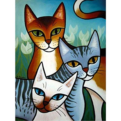 Pintura 5d diamante,diy Gato abstracto 5d diamond painting para niños,cristal Full Diamond Rhinestone pintura por número artesanía arte manualidades decoración de la pared para el hogar 30x40cm