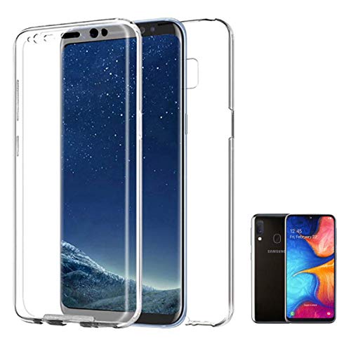 PLANETMOVIL Funda 360 Compatible con [ Samsung Galaxy A20e] (5,8 Pulgadas) Carcasa Doble Cara 360 de Silicona Delantera + Trasera TPU rigido Doble 100% Transparente Enteriza y Completa