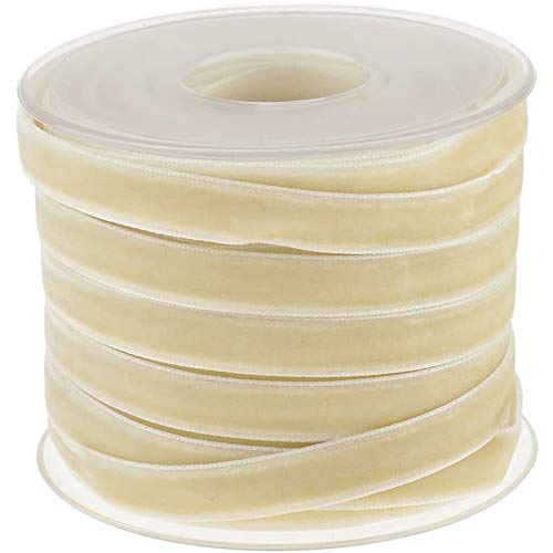 POFET - Rollo de cinta de terciopelo de 10 mm de ancho, para decoración de manualidades, color beige