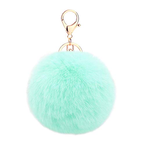 Pom Pom pelotas de llavero de peluche llavero llavero bolsa colgante teléfono móvil bolsa colgante llavero (Pusheng), verde lechuza