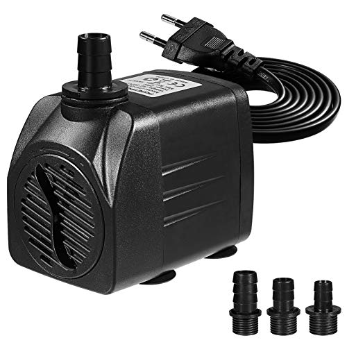 POPETPOP Bomba Sumergible Acuario-25W 1800L/ H Bomba de Agua para Estanque Fuente Acuario Jardín Bomba Ultra Silenciosa con 3 Boquillas Cable 2 M