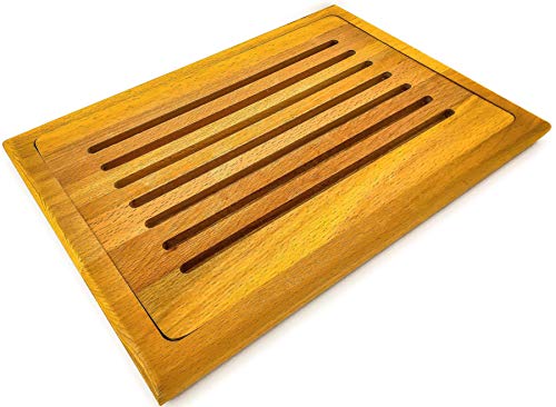 Prosharp® Tabla profesional para cortar pan | Madera maciza de haya natural | Bandeja de queso, charcutería | 26 x 36 cm