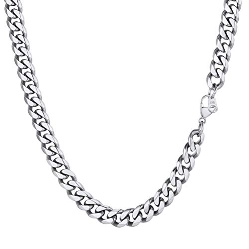 PROSTEEL 9mm Cadena de Eslabones Cubano Grandes, Curb Cuban Chain, Collar Miami Acero Inoxidable Joyería Hip Hop para Hombre y Mujer Ajustable Choker