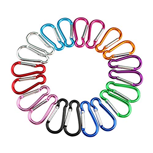 QitinDasen 20Pcs Premium 5cm Aluminio Mosquetón Set, Calabaza Forma Pequeño Mosquetón Bloqueo, Mini Mosquetón Llavero, Mosqueton Camping, Cerradura Clip Gancho, Cierre Primavera (Not for Climbing!)