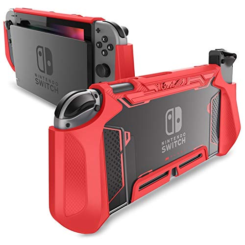 QiuKui Tab Funda Interruptor Robusta Caja for Nintendo, apretón de la lámina TPU Dockable Cubierta Protectora for la Consola & Joy-con Controlador (Color : Red)