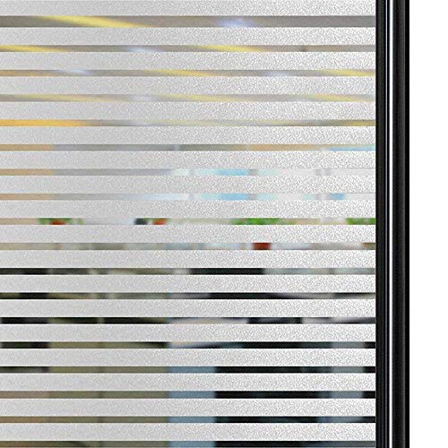 Qualsen Película de la Ventana de privacidad Frosted Stripe Window Glass Films (60 x 300 cm, Raya Mediana)
