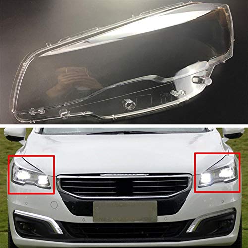 QWERQF Cubierta de Faro Brillante   Pantalla de luz Tapas de Carcasa Lámpara de Faro Delantero Pantalla de lámpara ,para Peugeot 508 2015-2016 Izquierda