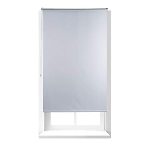 Relaxdays Estor Opaco Enrollable sin Taladrar, Tela-Aluminio, Ancho Tejido 96 cm, 100 x 160 cm, Blanco