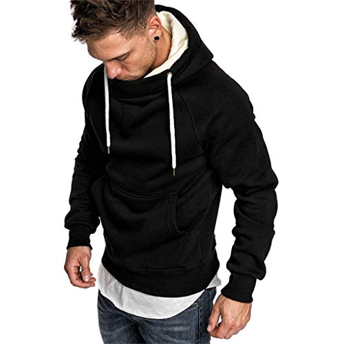 riou Sudadera Hombres Suelto Hoodie Deportes Casual Manga Larga Sudadera con Capucha Top Blusa Otoño Invierno Chándales Western Yoga Corbata Pullover